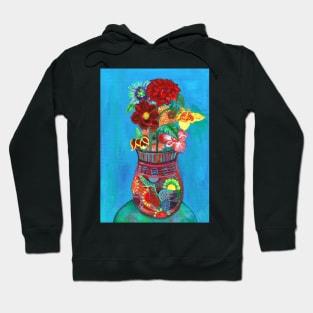 Mexican Flowers in a Mexican Vase, Flowers in a Vase Series Hoodie